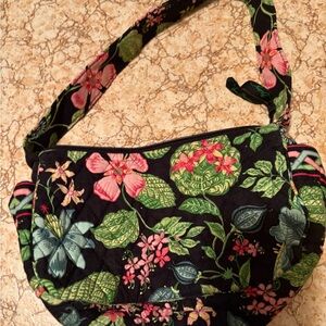Vera Bradley Purse Bag Tote, Botanica, Black Pink Green Floral